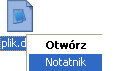 otwórz za pomocą notatnika, Otwórz z